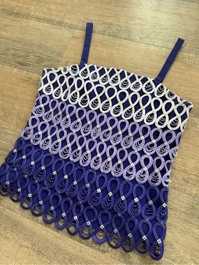 Vintage Louise Ricci Purple Beaded Ombre Corset Top Y2K Whimsigoth Cami 8 S M